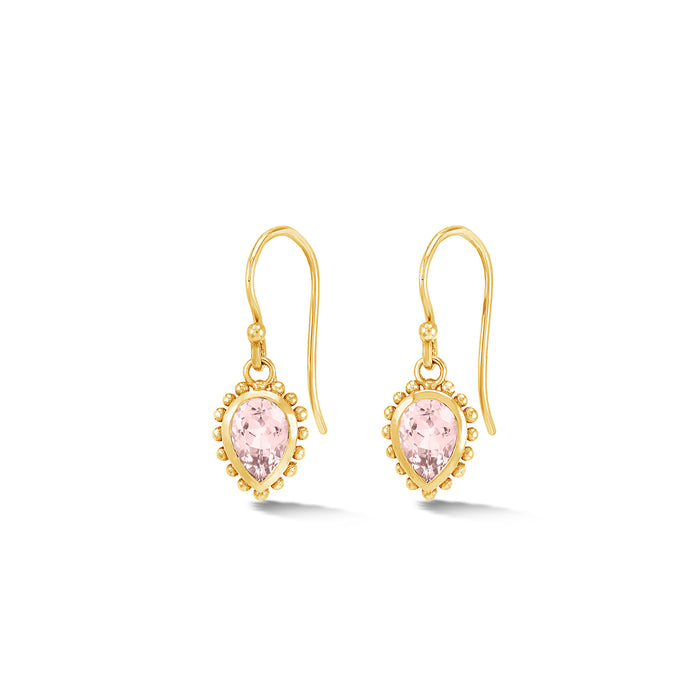 dower & hall 14k Gold Anemone Small Teardrop Earrings with Morganite