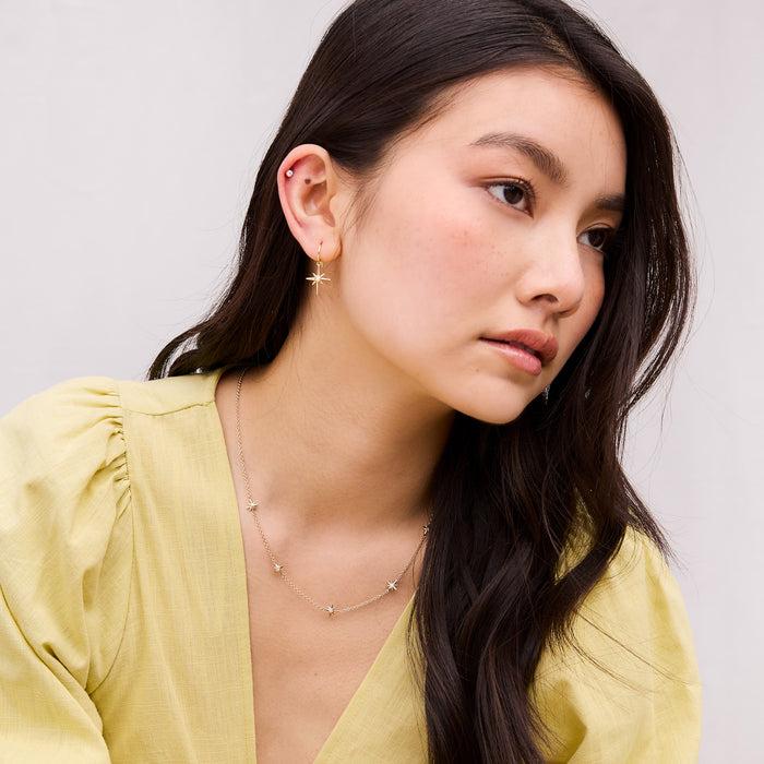 Dower & Hall 14k Gold & Diamond North Star Long Ear-Drops