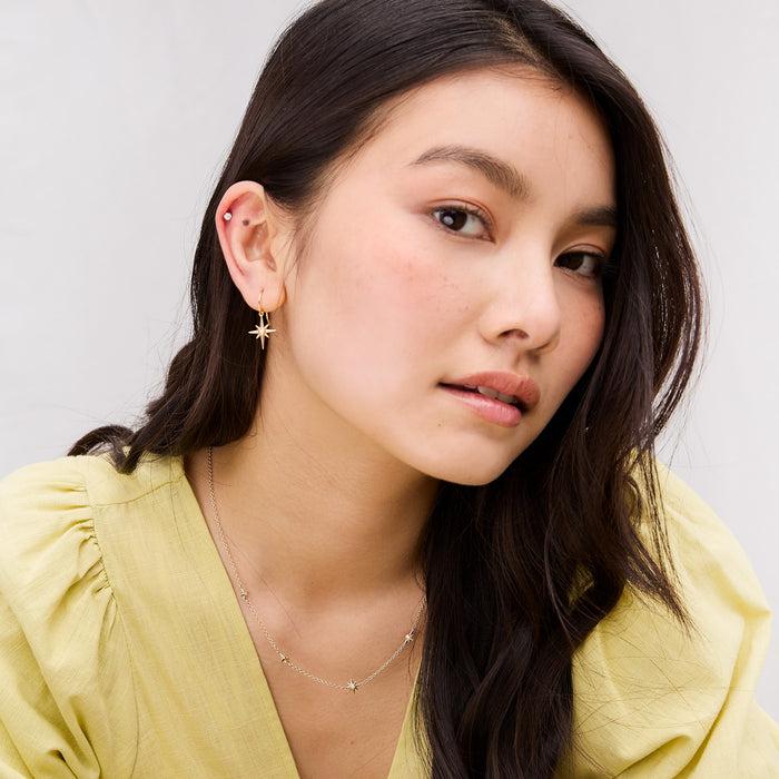 Dower & Hall 14k Gold & Diamond North Star Long Ear-Drops