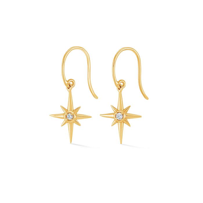 dower & hall 14k Gold & Diamond North Star Long Ear-Drops