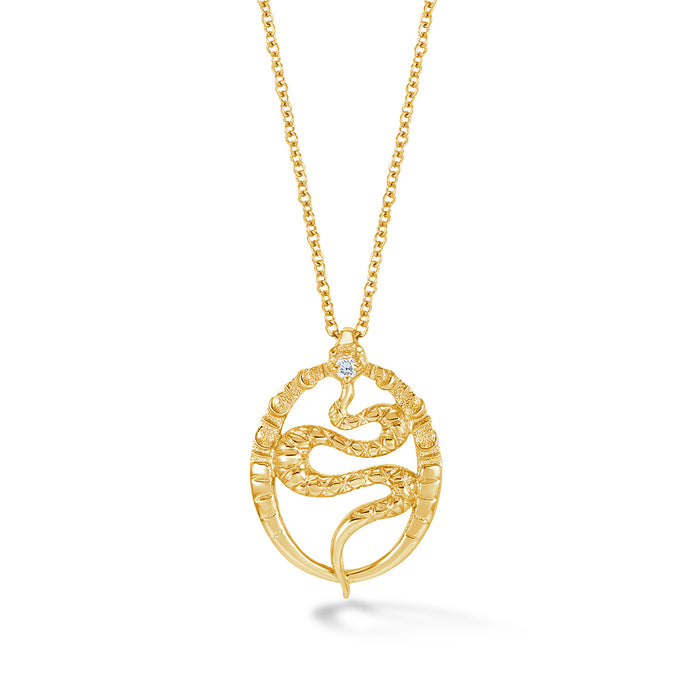 dower & hall 14k Gold & Diamond Snake Talisman Necklace