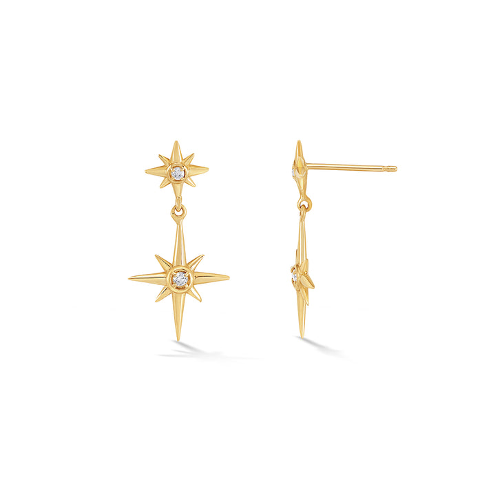 dower & hall 14k Gold North Star Diamond Double Earrings