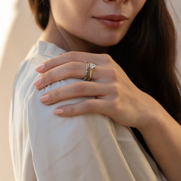 Dower & Hall 14k Gold & Rainbow Sapphire Dotty Half Eternity Ring