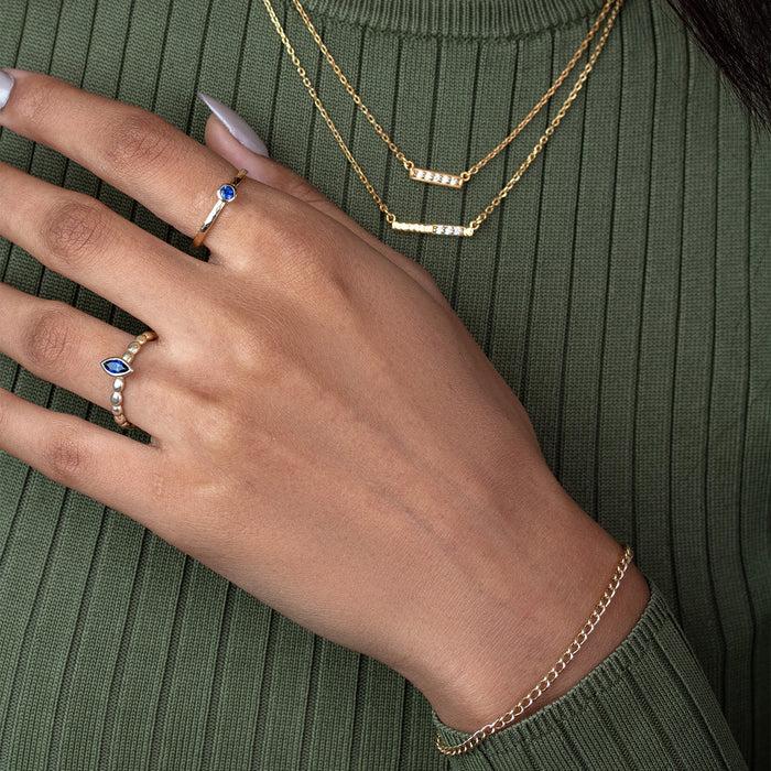 Dower & Hall 14k Hammered Narrative Ring With 3mm Blue Sapphire