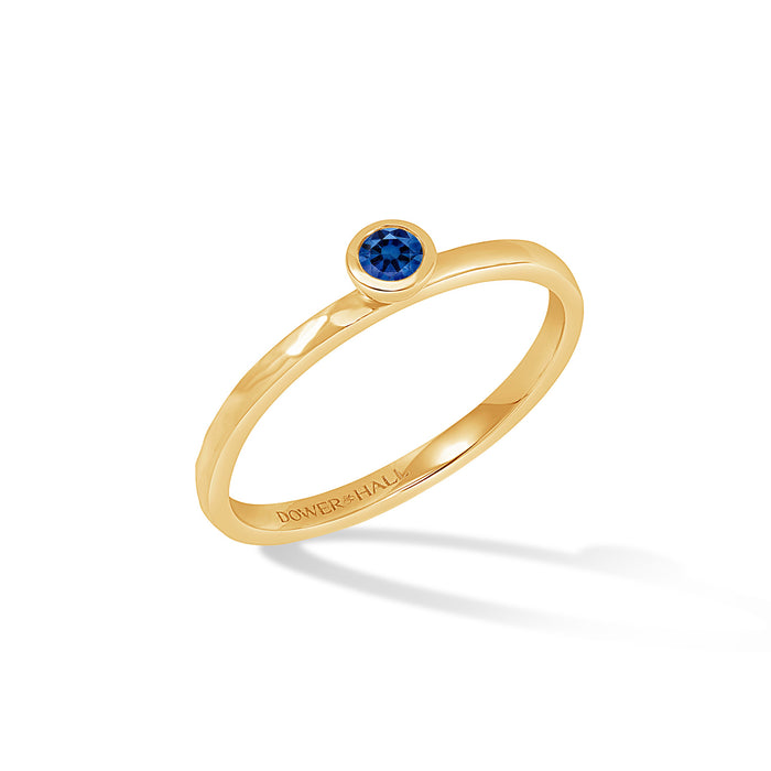 dower & hall 14k Hammered Narrative Ring with 3mm Blue Sapphire