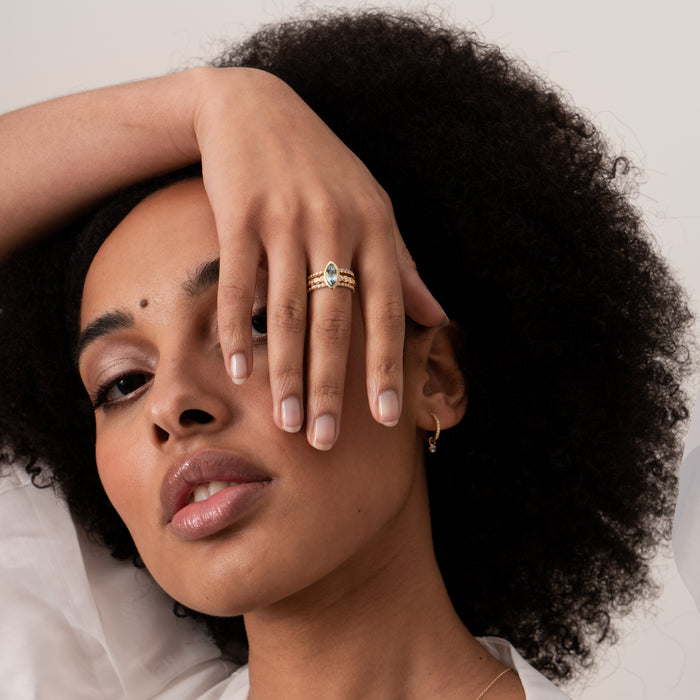 Dower & Hall 14k Marquise Blue Sapphire And Diamond Bubbles Ring