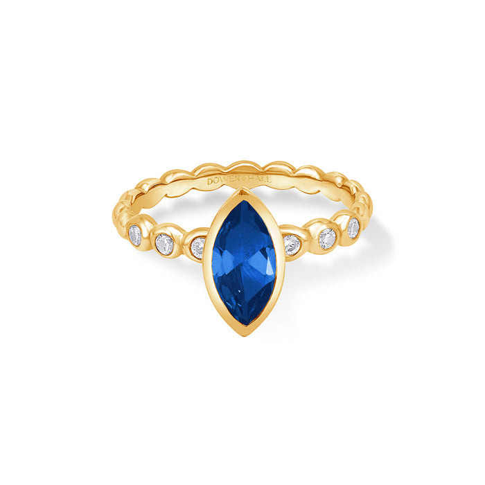 Dower & Hall 14k Marquise Blue Sapphire And Diamond Bubbles Ring