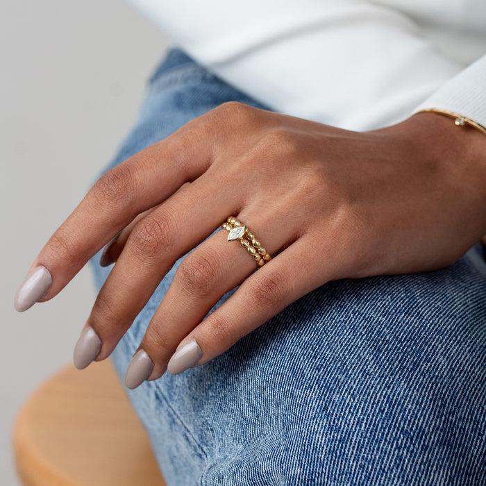 Dower & Hall 14k Marquise Bubbles Narrative Ring Stack