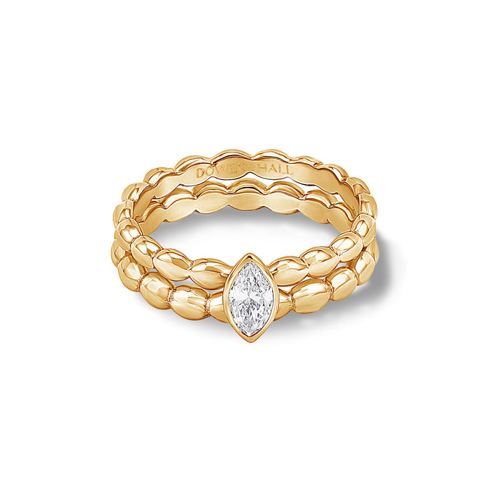 Dower & Hall 14k Marquise Bubbles Narrative Ring Stack