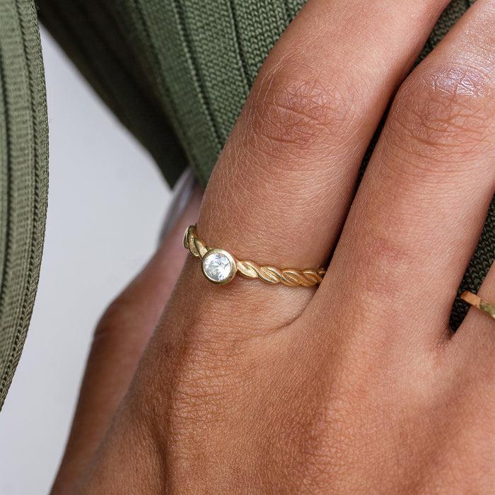 Dower & Hall 14k Twist Narrative Ring With 0.25ct Diamond