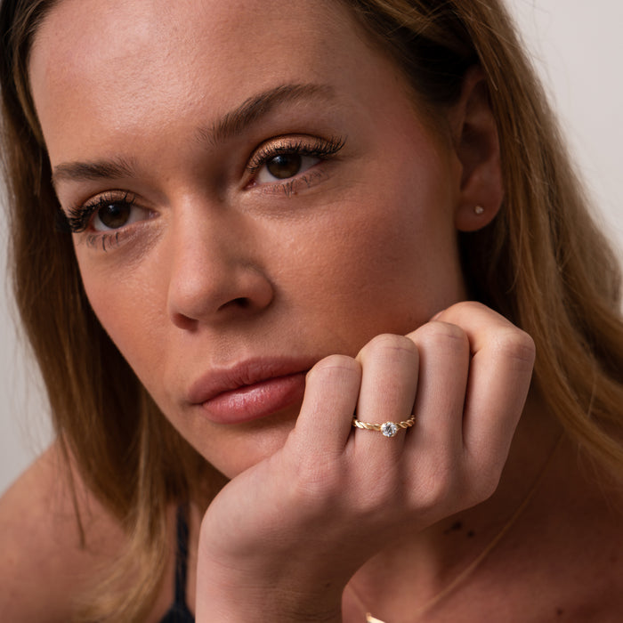 Dower & Hall 14k Twist Narrative Ring With 0.33ct Diamond