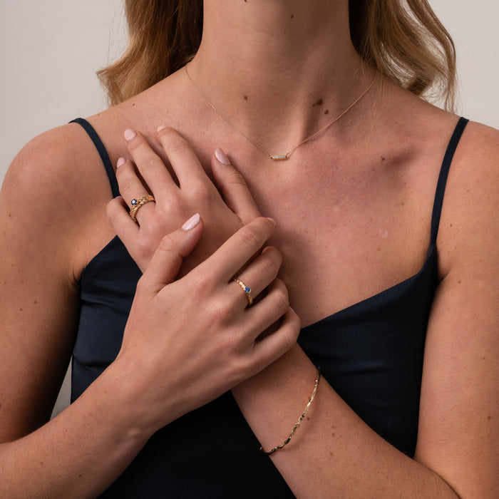 Dower & Hall 14k Twist Narrative Ring With 4.5mm Blue Sapphire