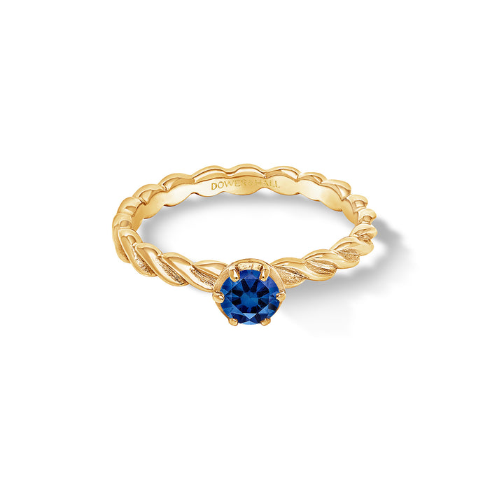 Dower & Hall 14k Twist Narrative Ring With 4.5mm Blue Sapphire