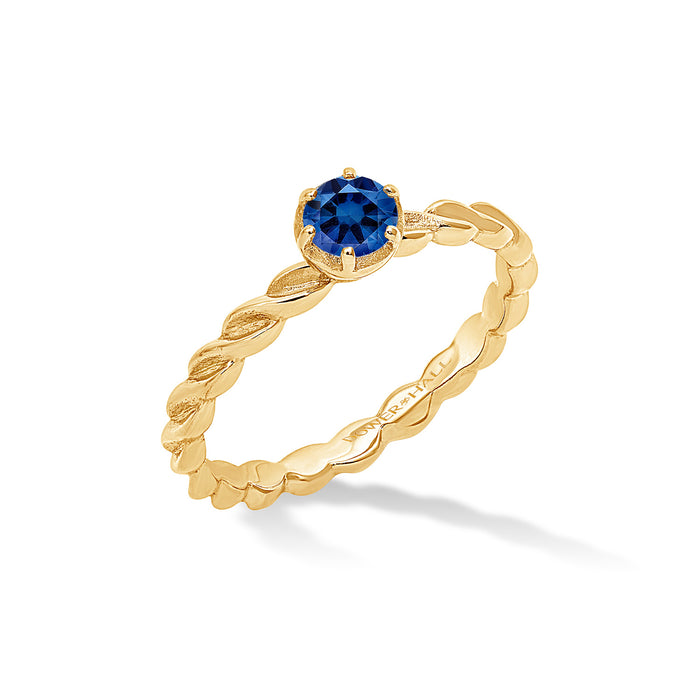 dower & hall 14k Twist Narrative Ring with 4.5mm Blue Sapphire