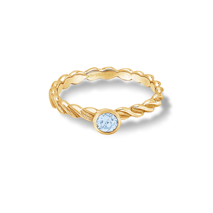 Dower & Hall 14k Twist Narrative Ring With 4mm Aquamarine