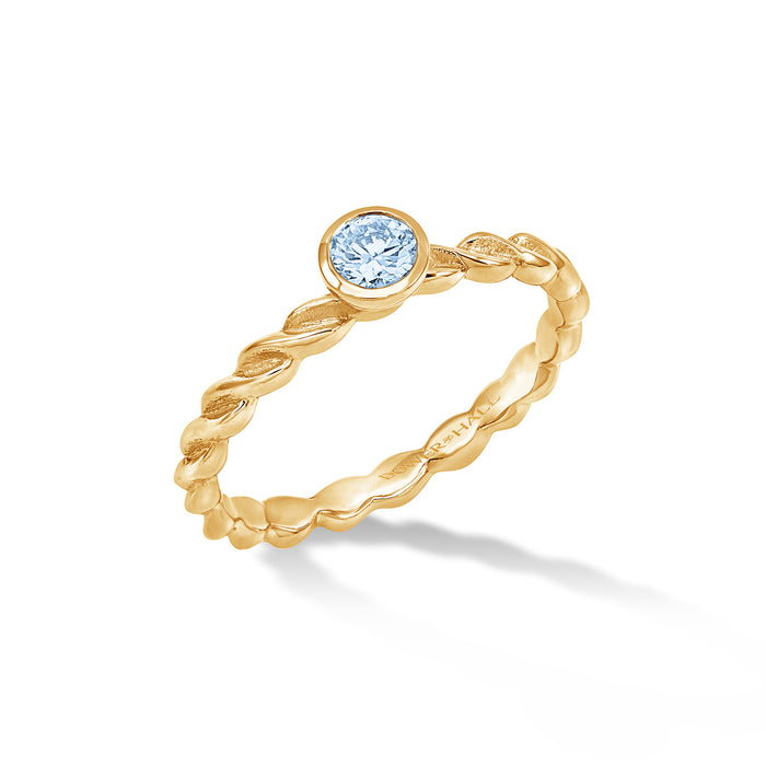 dower & hall 14k Twist Narrative Ring with 4mm Aquamarine