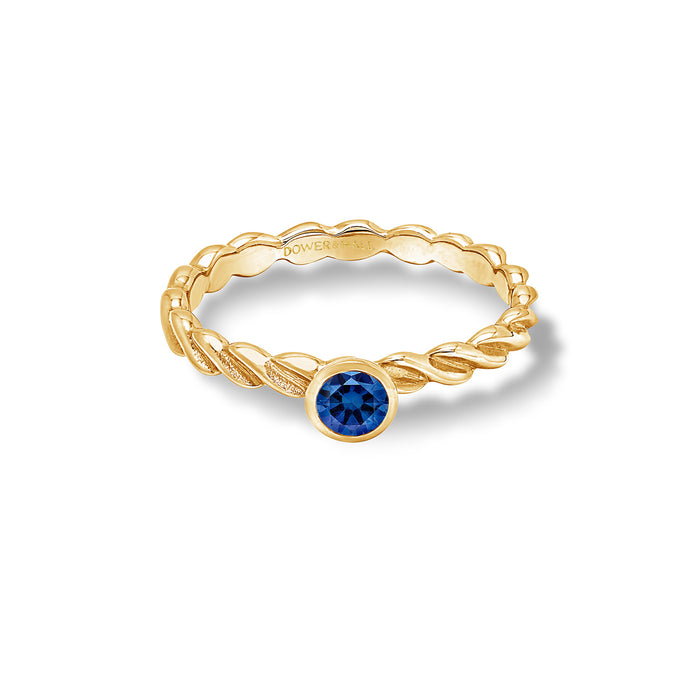 Dower & Hall 14k Twist Narrative Ring With 4mm Blue Sapphire