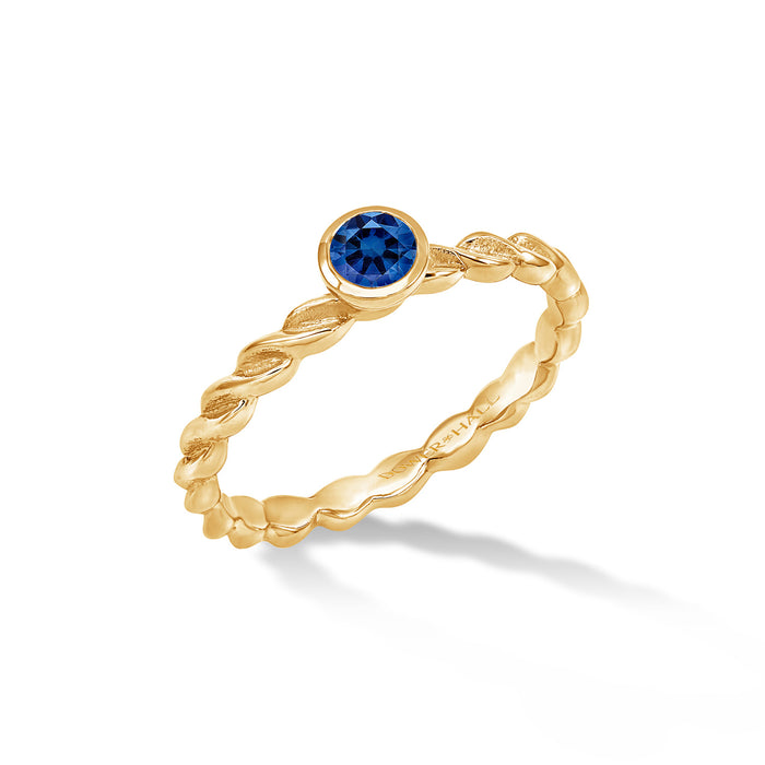 dower & hall 14k Twist Narrative Ring with 4mm Blue Sapphire