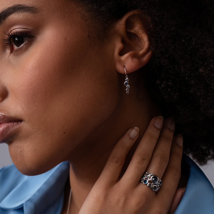 Dower & Hall 18k Blue Sapphire & Aquamarine Cascade Earrings