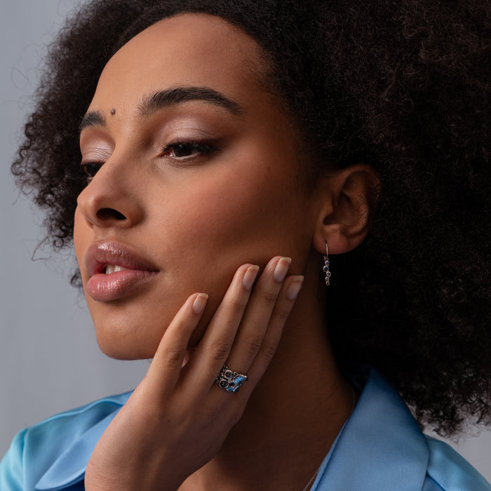 Dower & Hall 18k Blue Sapphire & Aquamarine Cascade Earrings