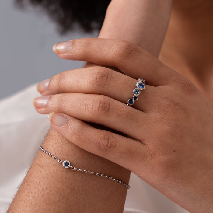 Dower & Hall 18k Blue Sapphire & Aquamarine Cascade Ring - 0.75ct