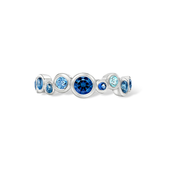 Dower & Hall 18k Blue Sapphire & Aquamarine Cascade Ring - 0.75ct