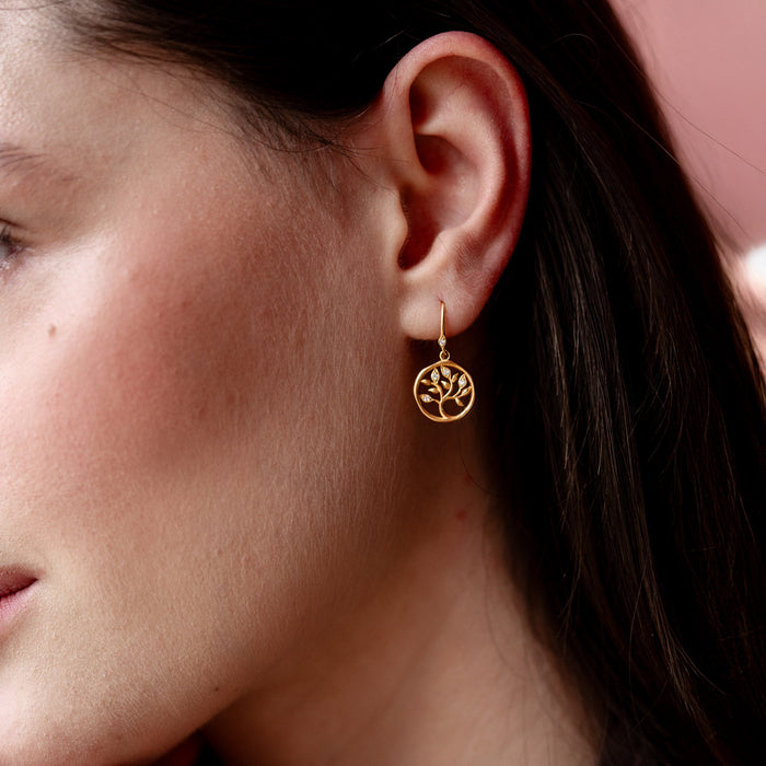 Dower & Hall 18k Diamond Tree Of Life Talisman Earrings