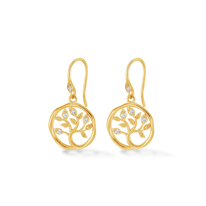 dower & hall 18k Diamond Tree of Life Talisman Earrings