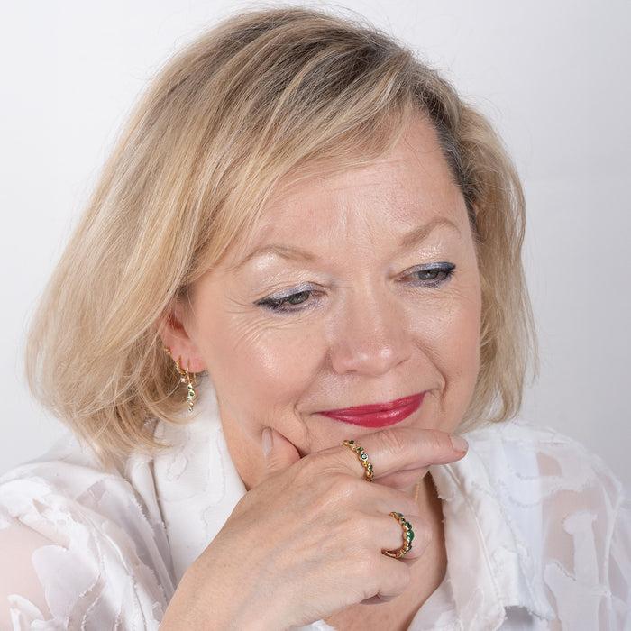 Dower & Hall 18k Emerald Citrus Green Cascade Ring - 0.50ct