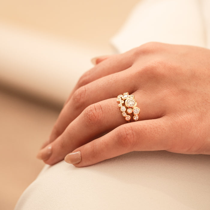 Dower & Hall 18k Gold & Diamond Fine Cascade Wraparound Ring