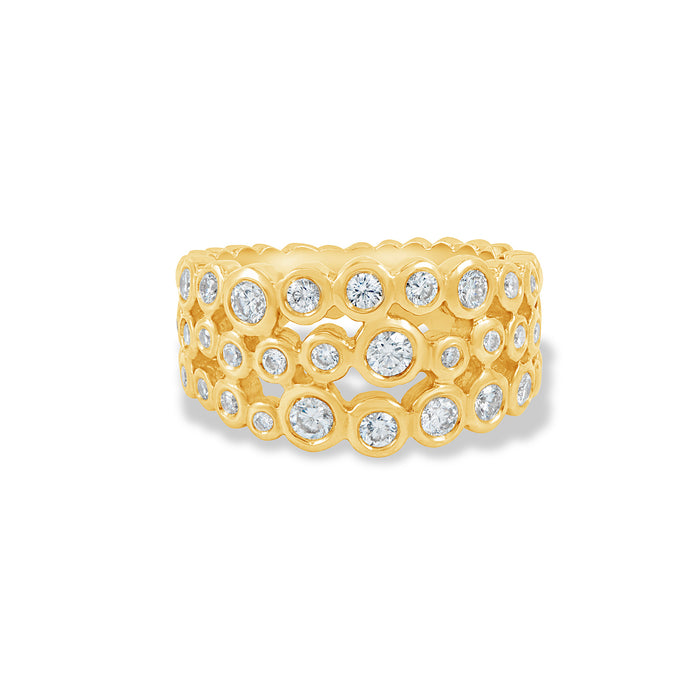 Dower & Hall 18k Gold & Diamond Triple Row Dotty Ring - 1.00CT