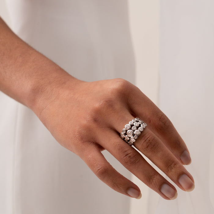 Dower & Hall 18k Gold & Diamond Triple Row Dotty Ring - 2.00CT