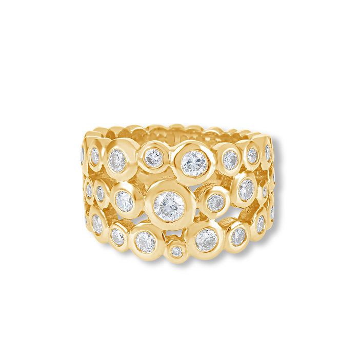 dower & hall 18k Gold & Diamond Triple Row Dotty Ring - 2.00CT