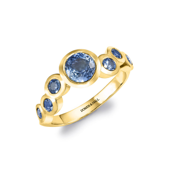 Dower & Hall 18k Gold & Sapphire Dotty Wave Ring - 1.50CT