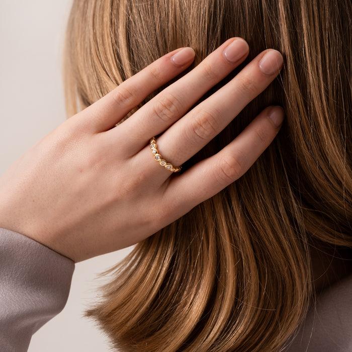 Dower & Hall 18k Gold Undulating Half Eternity Ring - 0.25ct