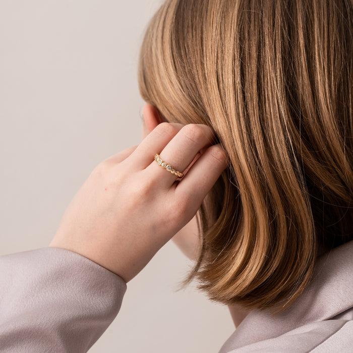 Dower & Hall 18k Gold Undulating Half Eternity Ring - 0.25ct