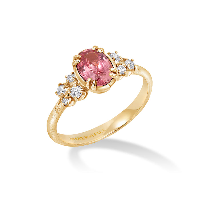 dower & hall 18k Large Oval Padparadscha & Diamond Stargazer Ring