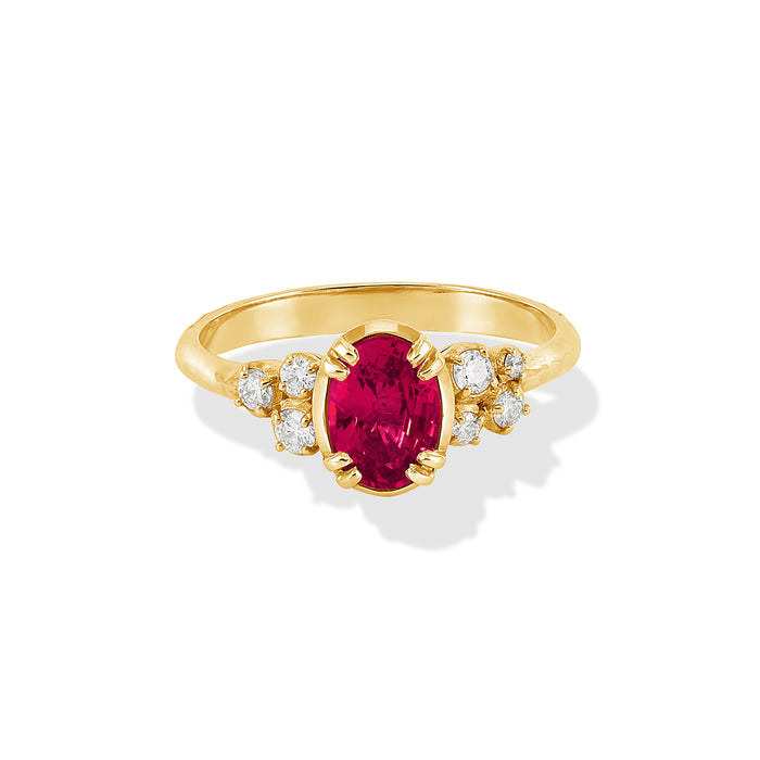 Dower & Hall 18k Large Oval Ruby & Diamond Stargazer Ring
