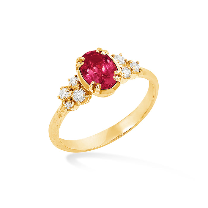dower & hall 18k Large Oval Ruby & Diamond Stargazer Ring
