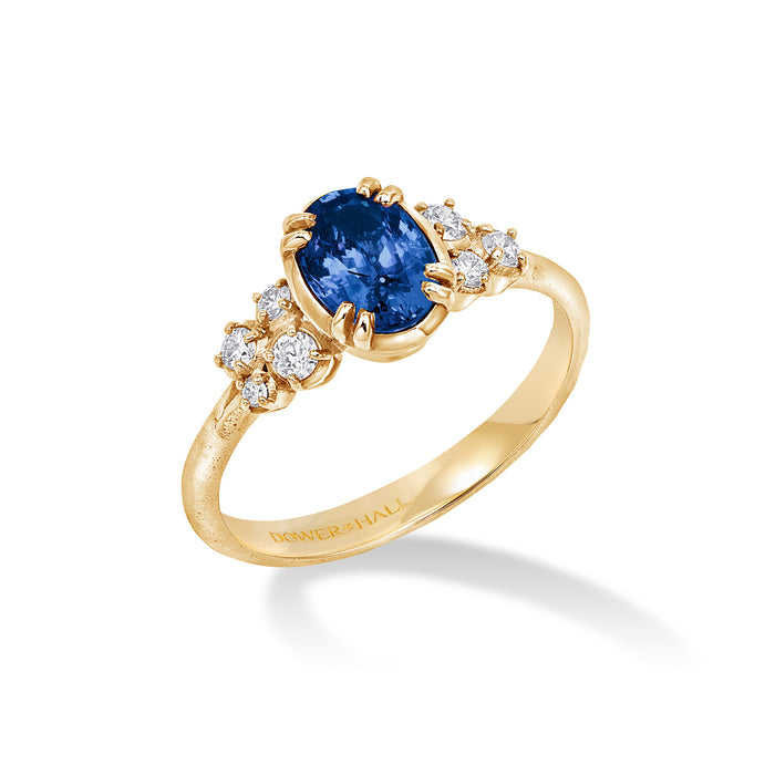 dower & hall 18k Large Oval Sapphire & Diamond Stargazer Ring