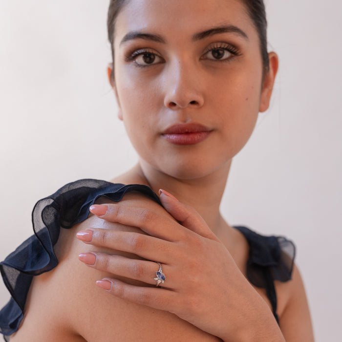 Dower & Hall 18k Marquise Sapphire & Diamond Stargazer Ring