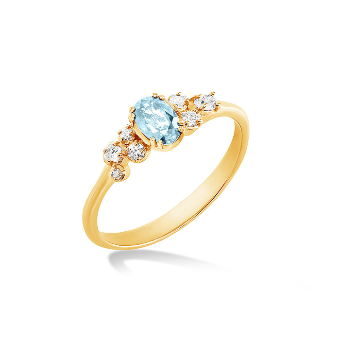 dower & hall 18k Oval Aquamarine & Diamond Stargazer Ring