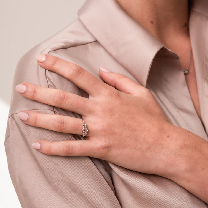 Dower & Hall 18k Oval Morganite & Diamond Stargazer Ring