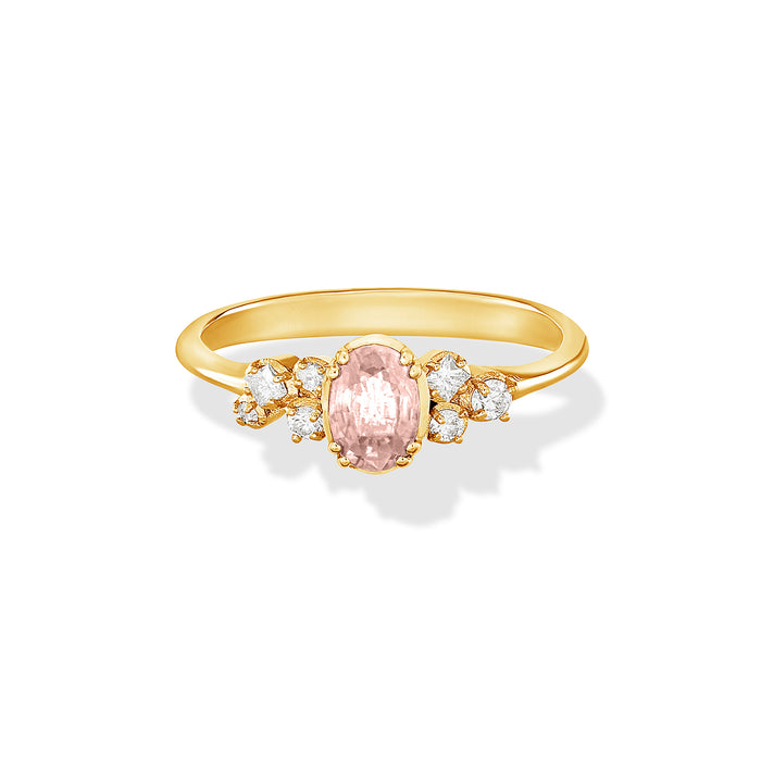 Dower & Hall 18k Oval Morganite & Diamond Stargazer Ring