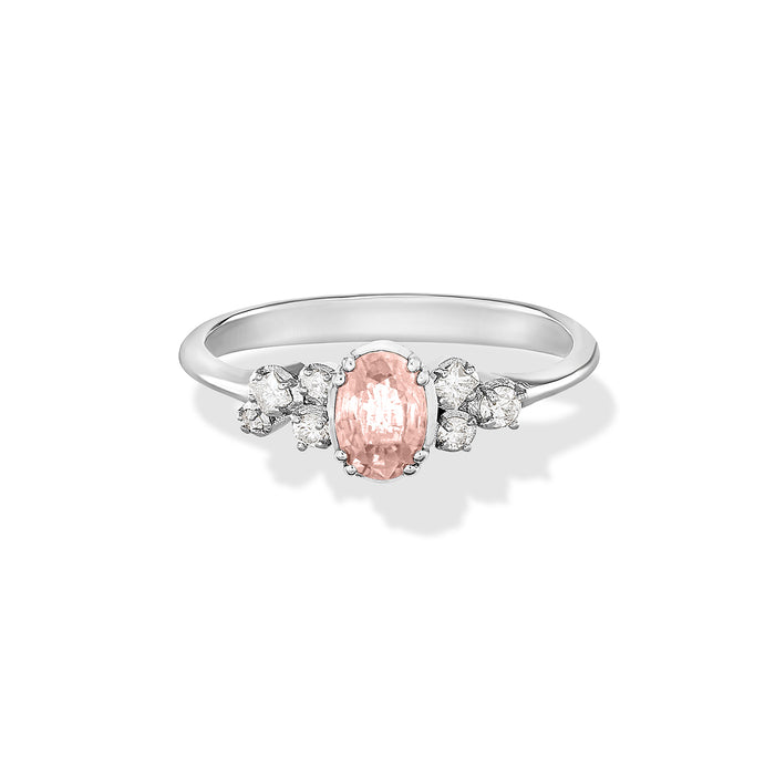 Dower & Hall 18k Oval Morganite & Diamond Stargazer Ring