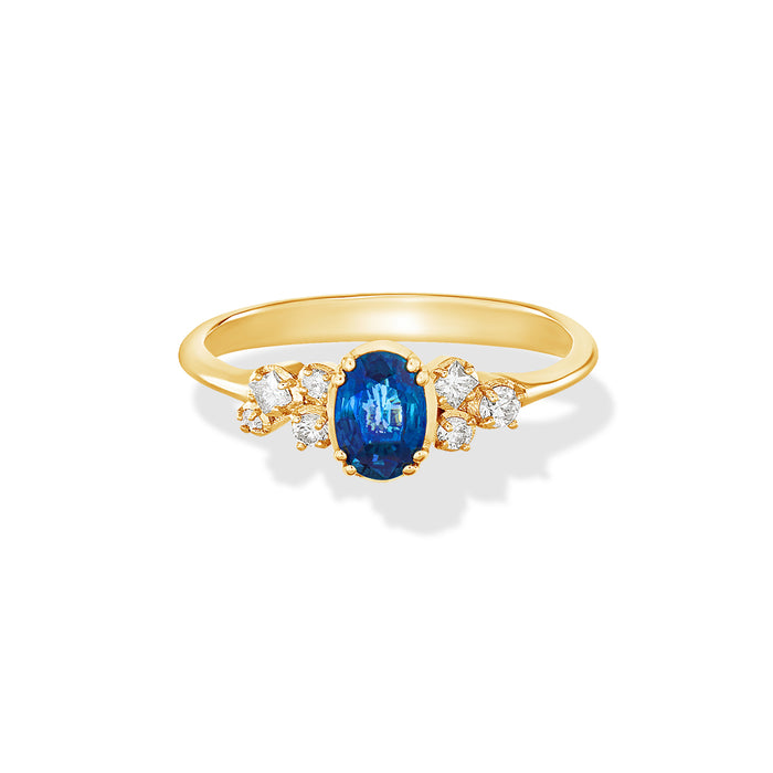 Dower & Hall 18k Oval Sapphire & Diamond Stargazer Ring