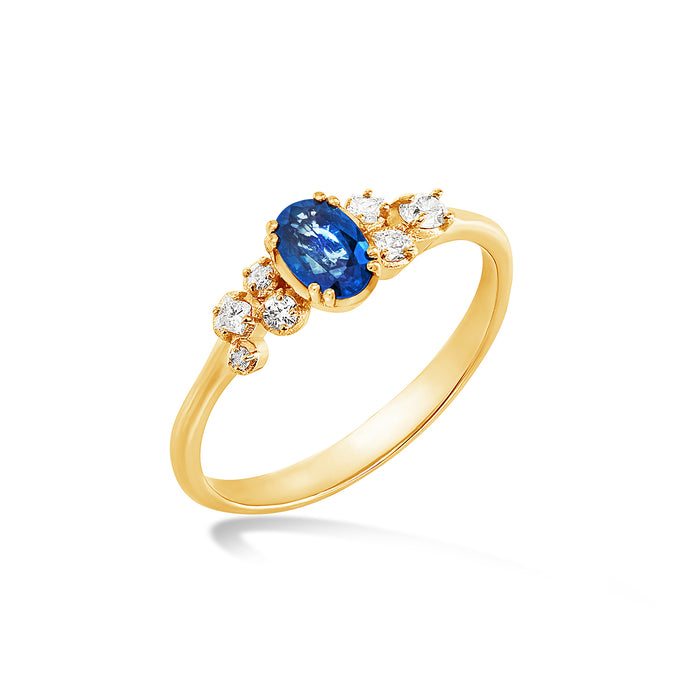 dower & hall 18k Oval Sapphire & Diamond Stargazer Ring