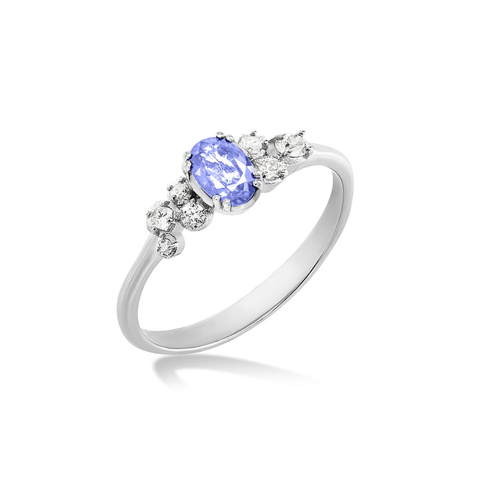 Dower & Hall 18k Oval Tanzanite & Diamond Stargazer Ring