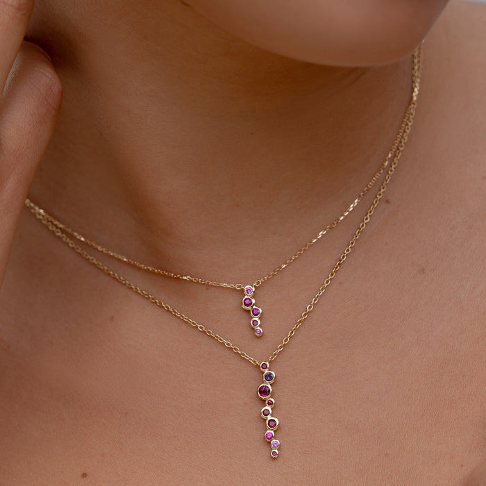 Dower & Hall 18k Pink Sapphire & Ruby Long Cascade Pendant