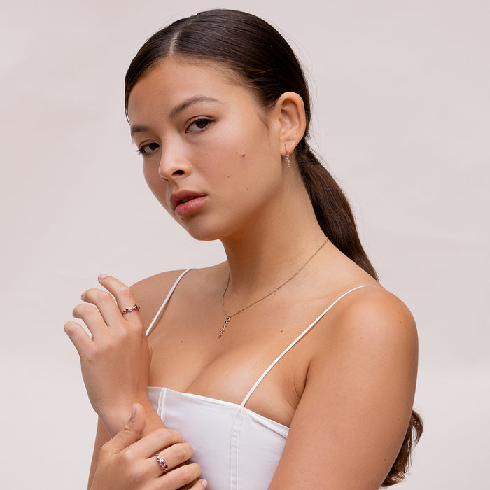 Dower & Hall 18k Pink Sapphire & Ruby Long Cascade Pendant